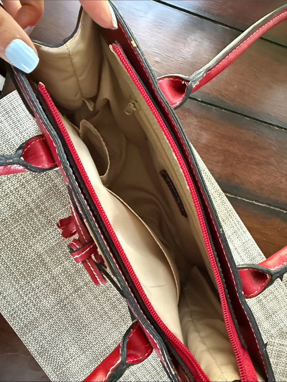 Kate Spade Red Raffia-Accent Tote